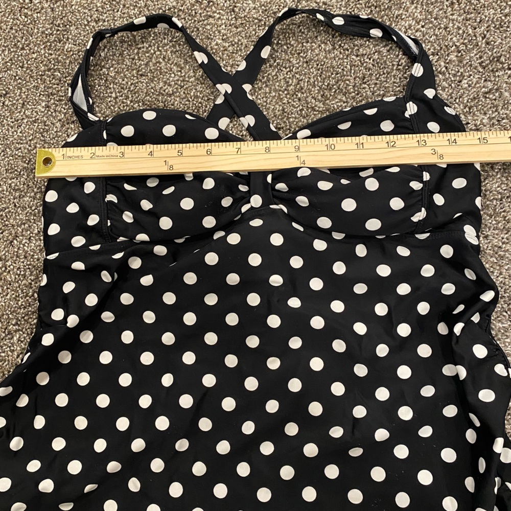 Motherhood Maternity Push Up Tankini Top Black and White Polka Dot - Picture 6 of 7